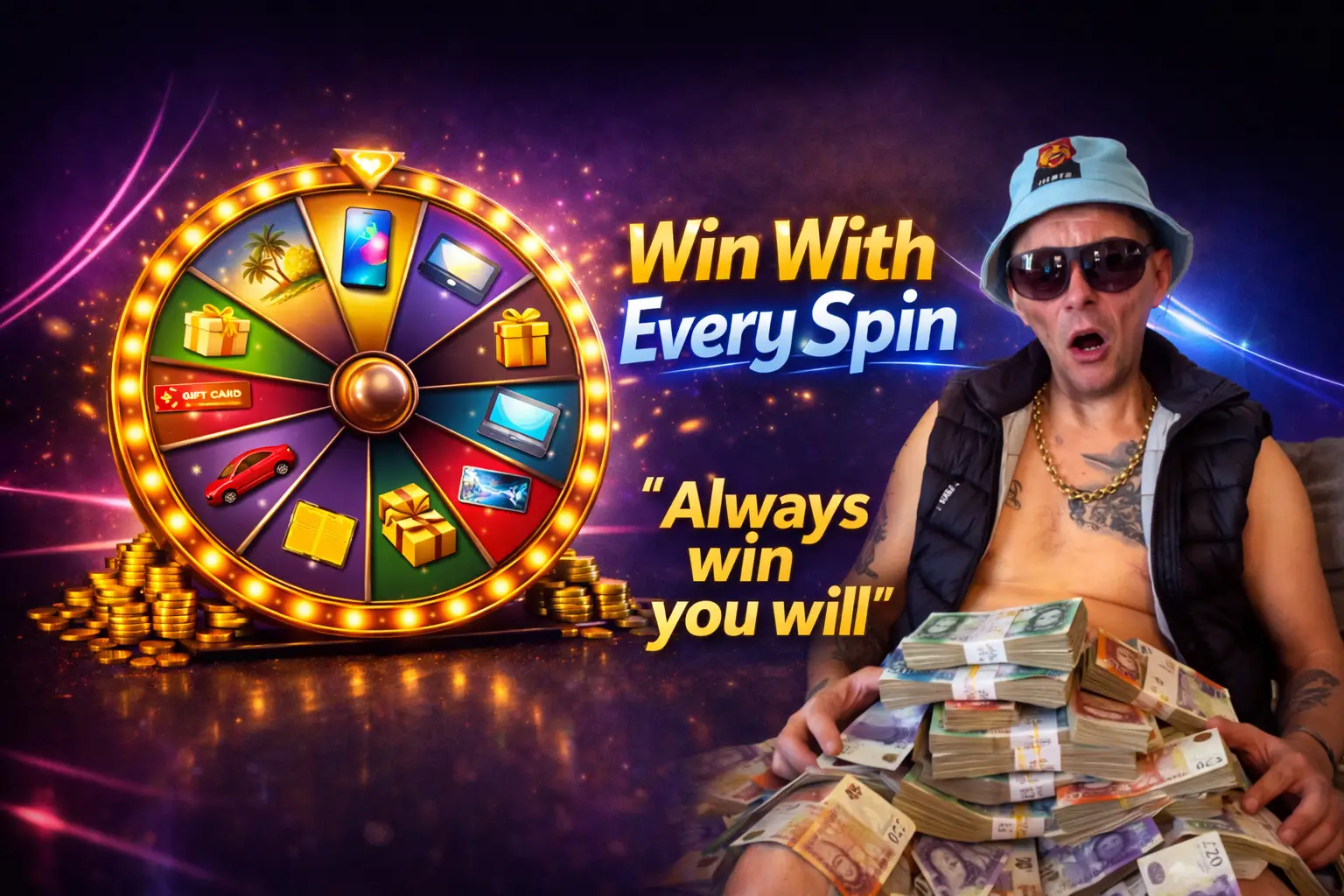 Win With Every Spin Header